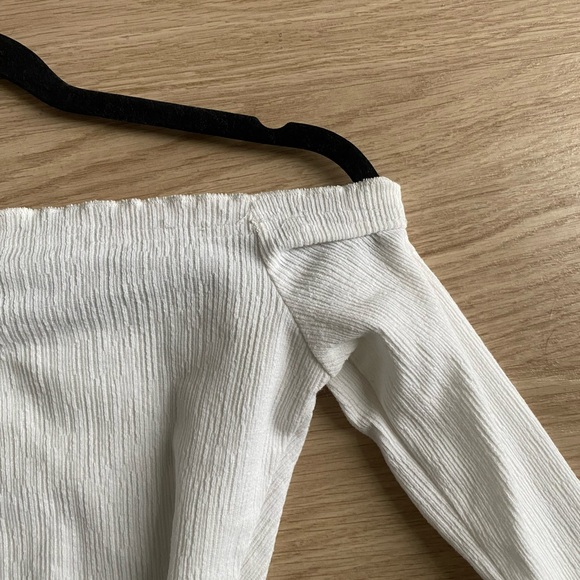 ASOS White Ruffle Ribbed Off the Shoulder Top - Picture 6 of 6